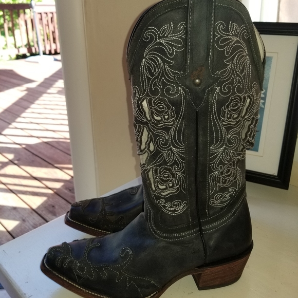 bonanza Shoes - NWT grey cowgirl boots real leather
